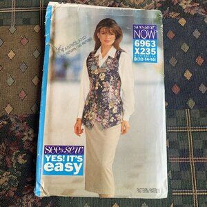 See & Sew Butterick 6963 Easy Vest and Skirt Sewing Pattern - Sizes 12, 14, 16